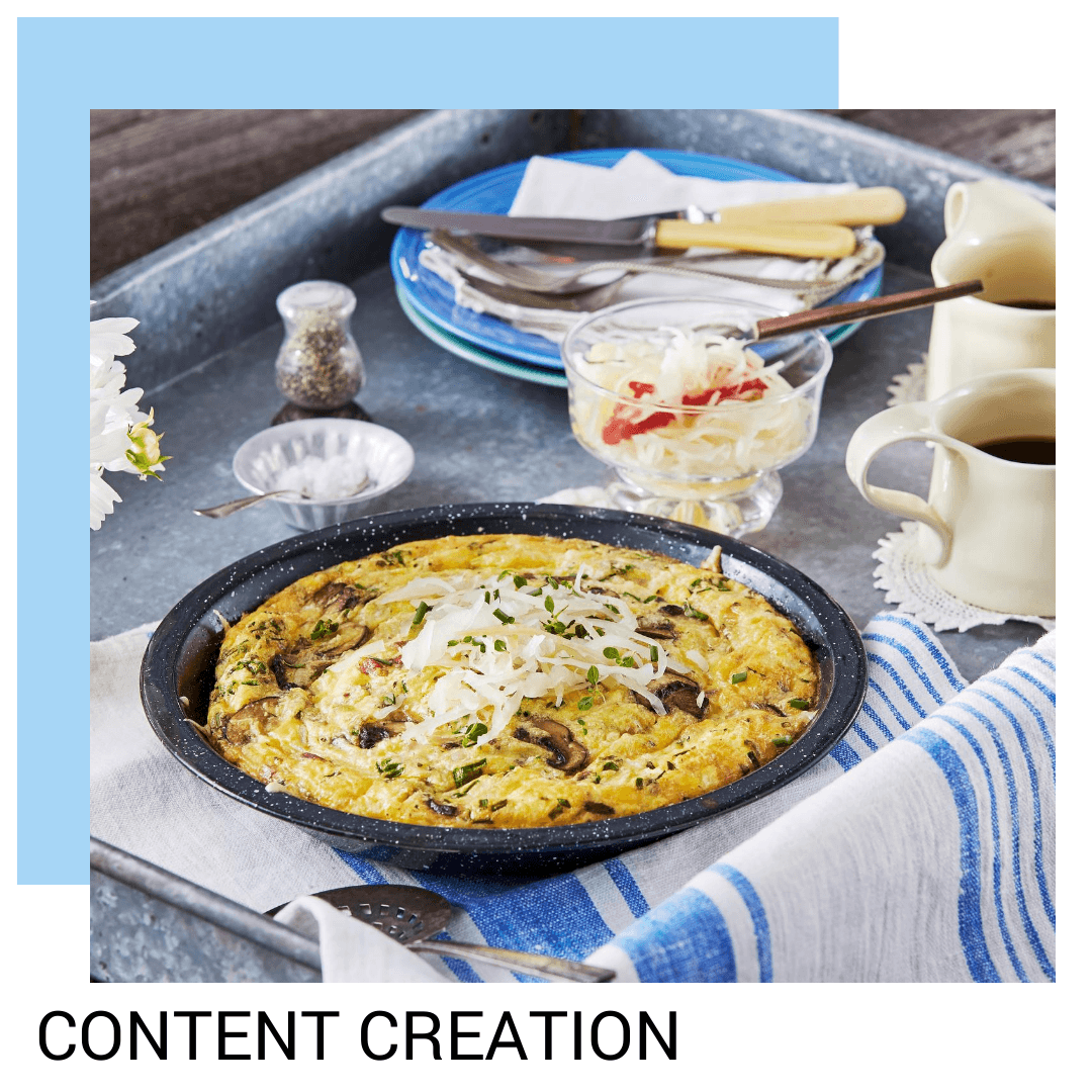 Content creation: a styled food photograph of a baked frittata
